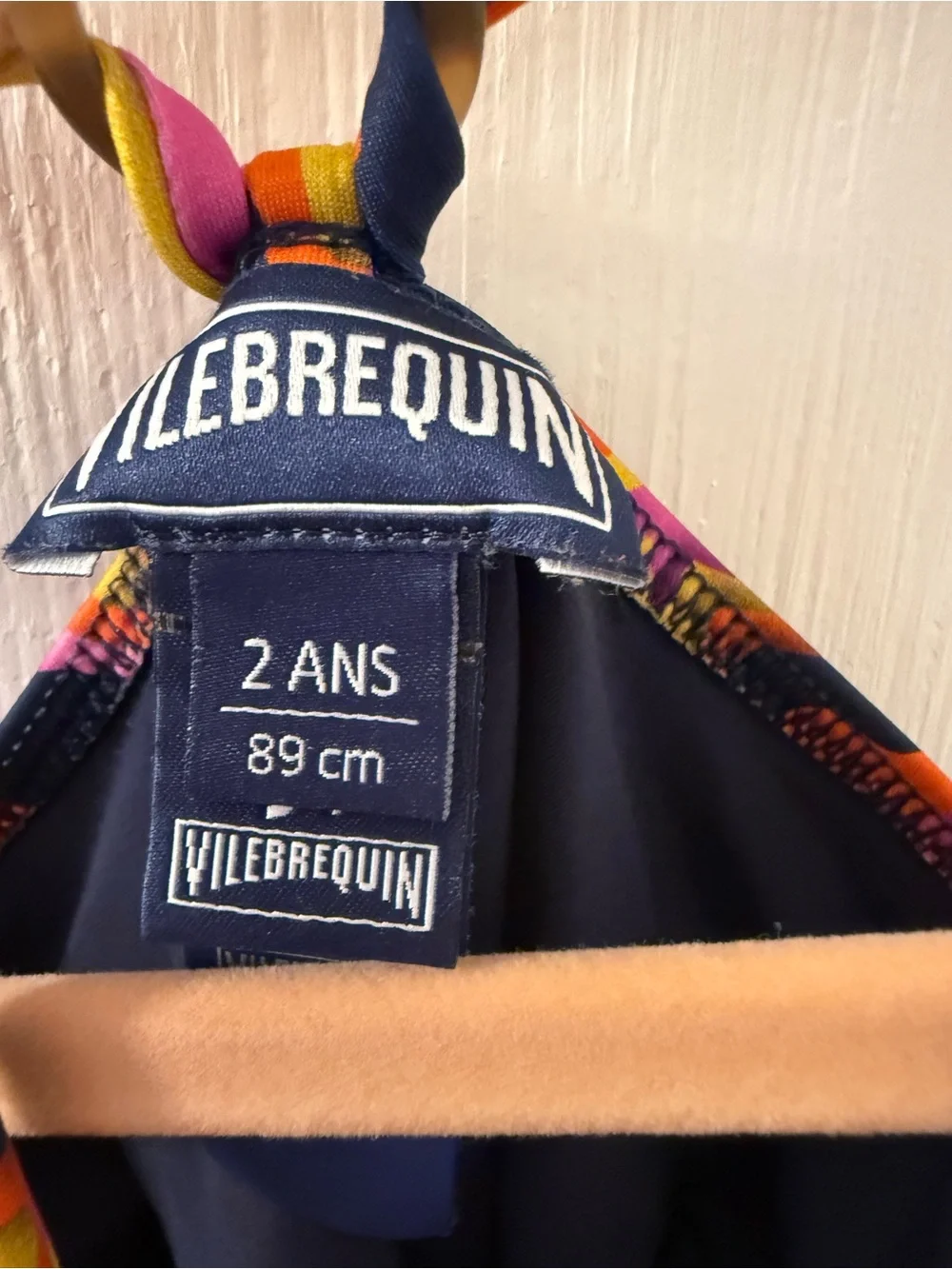 Vilebrequin Navy One-Piece Swimsuit with Orange Pink Yellow Stars